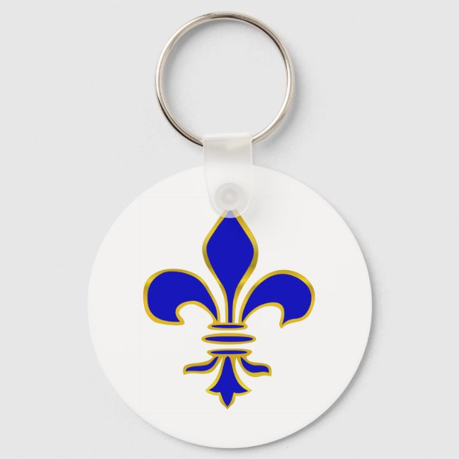Dark blue  and gold fleur de lis keychain (Front)