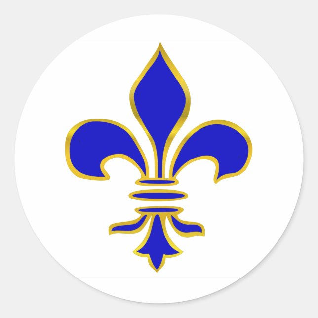 Dark blue  and Gold Fleur de lis Sticker (Front)