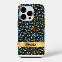 Dark Blue and Gold Leopard Glamourous