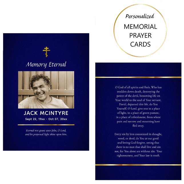 Dark Blue and Gold Orthodox Funeral Prayer Card    (Creator Uploaded)