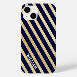 Dark Blue And Gold Stripes Case-Mate iPhone 14 Case