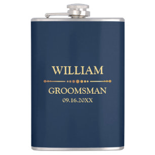 Dark Blue and Gold Vinyl Wrapped Hip Flask