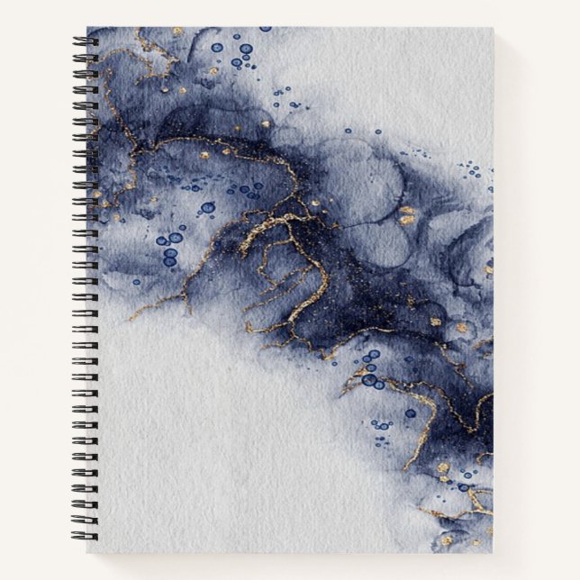 Dark blue and gold watercolor ink marks notebook (Front)