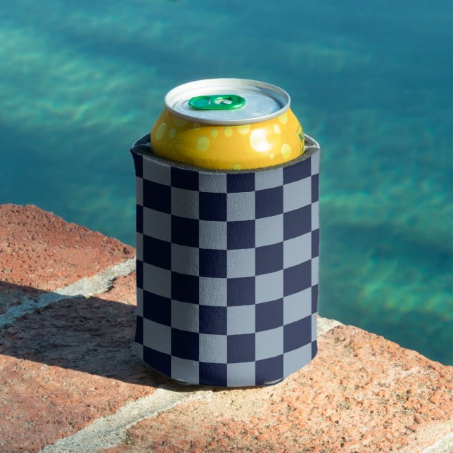 Dark Blue and Light Blue Chequerboard Can Cooler (In Situ Pool)