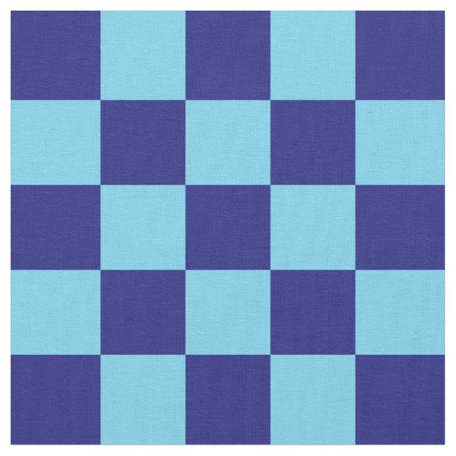 Dark Blue and Light Blue Chequerboard Pattern Fabric (Close Up)