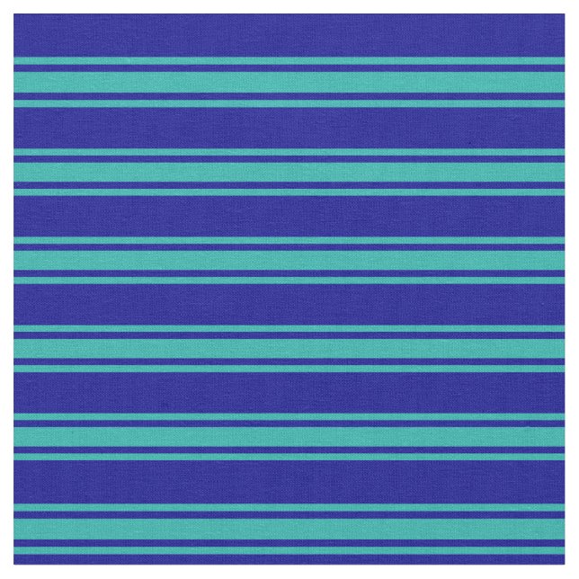 Dark Blue and Light Sea Green Striped Pattern Fabric (Close Up)