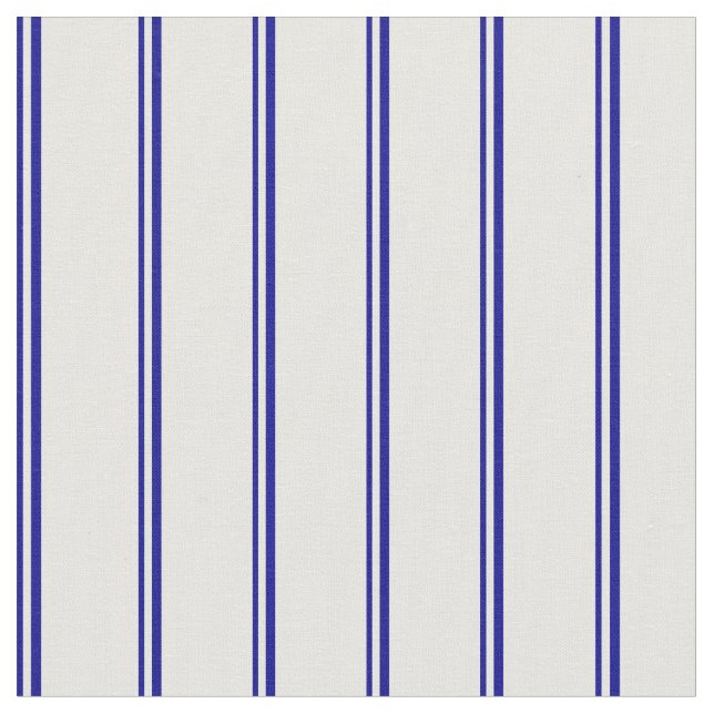 Dark Blue and Mint Cream Stripes Fabric (Close Up)