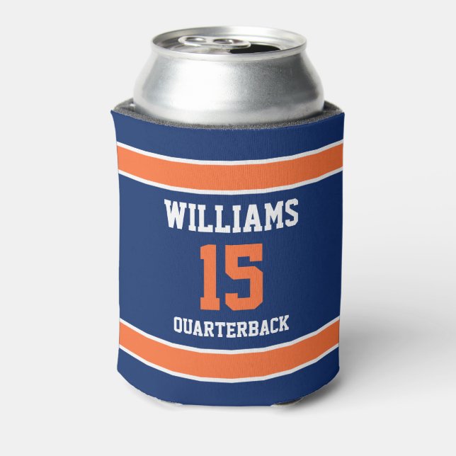 Dark Blue and Orange Can Cooler (Can Back)