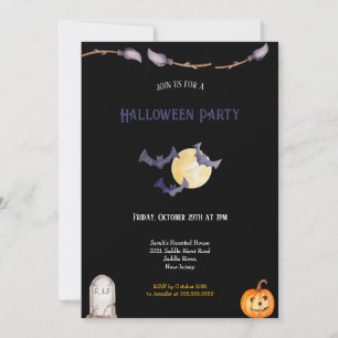 DARK BLUE AND ORANGE HALLOWEEN INVITATION