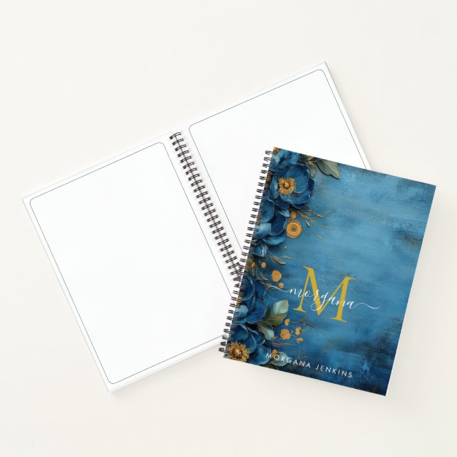 Dark Blue and Peony Gold Notebook (Inside)