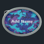 Dark Blue and Purple Camouflage Belt Buckle<br><div class="desc">Blue and purple camouflage pattern image on this product. Personalise this template with your art or photo and edit it as you like.</div>
