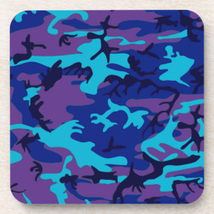 Dark Blue and Purple Camouflage Cork Coaster