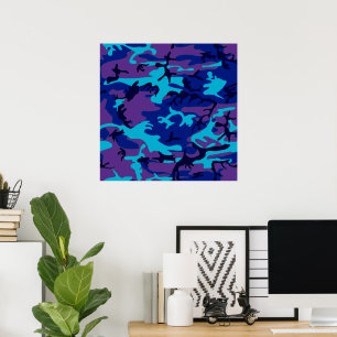 Dark Blue and Purple Camouflage Value Poster
