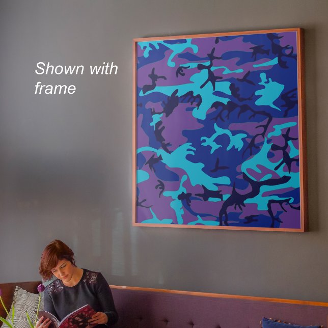 Dark Blue and Purple Camouflage Value Poster (Dark Blue & Purple Camouflage Hidden Quote Poster)