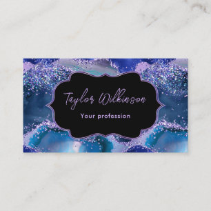 Dark Blue and Purple Ocean Agate Business Card