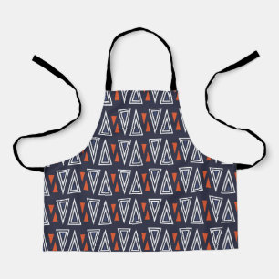 Dark Blue and Red Geometric Triangles Pattern Apron
