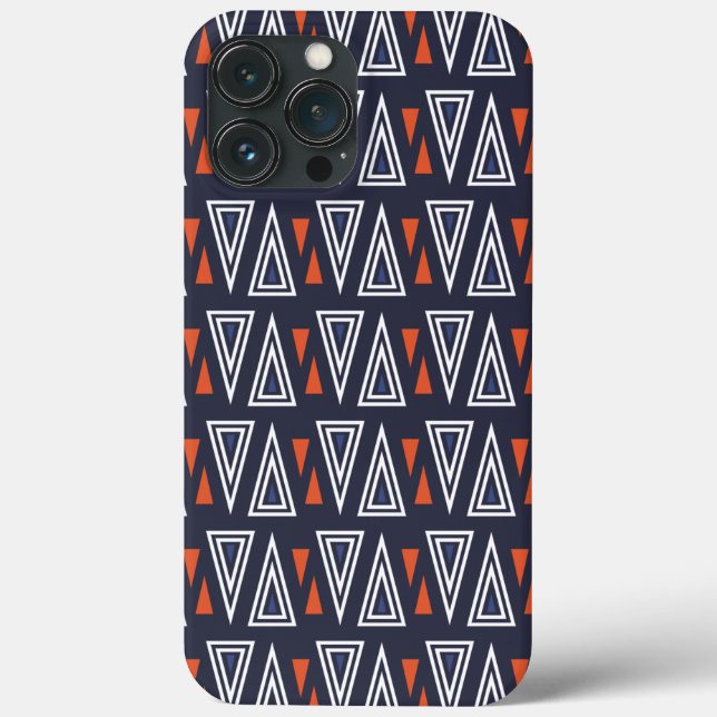 Dark Blue and Red Geometric Triangles Pattern Case-Mate iPhone Case (Back)