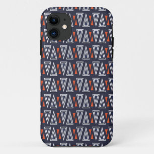 Dark Blue and Red Geometric Triangles Pattern iPhone 11 Case