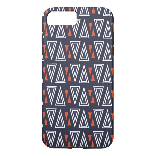 Dark Blue and Red Geometric Triangles Pattern Case-Mate iPhone Case (Back)