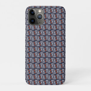 Dark Blue and Red Geometric Triangles Pattern iPhone 11 Pro Case