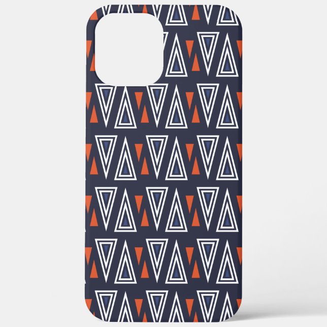Dark Blue and Red Geometric Triangles Pattern Case-Mate iPhone Case (Back)