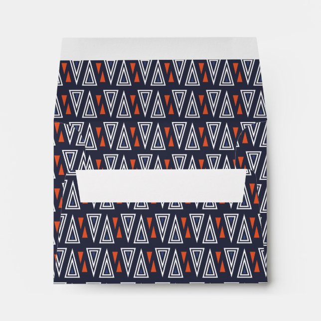 Dark Blue and Red Geometric Triangles Pattern Envelope (Back (Bottom))