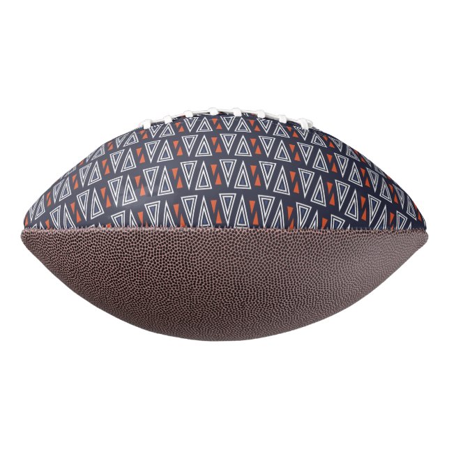 Dark Blue and Red Geometric Triangles Pattern Football (Rotated 90)