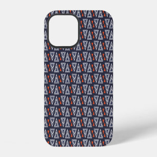 Dark Blue and Red Geometric Triangles Pattern iPhone 12 Case