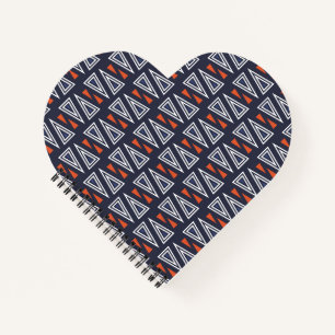 Dark Blue and Red Geometric Triangles Pattern Notebook