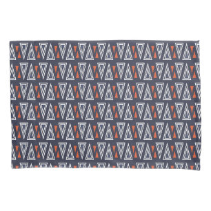 Dark Blue and Red Geometric Triangles Pattern Pillowcase