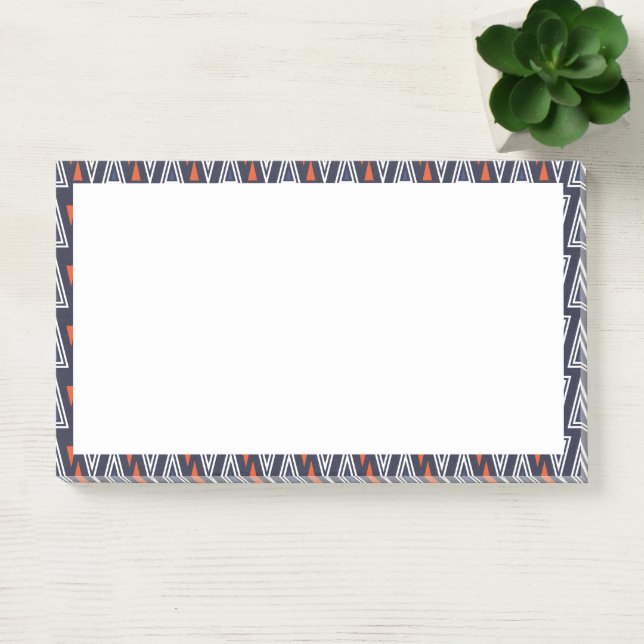 Dark Blue and Red Geometric Triangles Pattern Post-it Notes (Office)