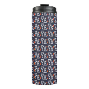Dark Blue and Red Geometric Triangles Pattern Thermal Tumbler