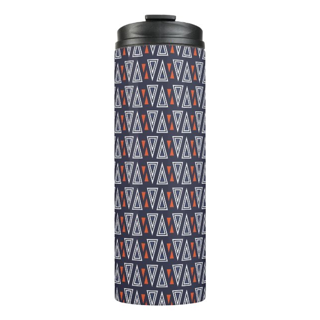 Dark Blue and Red Geometric Triangles Pattern Thermal Tumbler (Front)