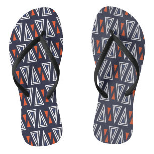 Dark Blue and Red Geometric Triangles Pattern Thongs