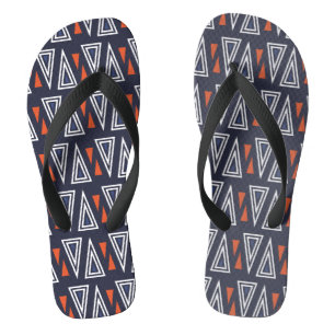 Dark Blue and Red Geometric Triangles Pattern Thongs