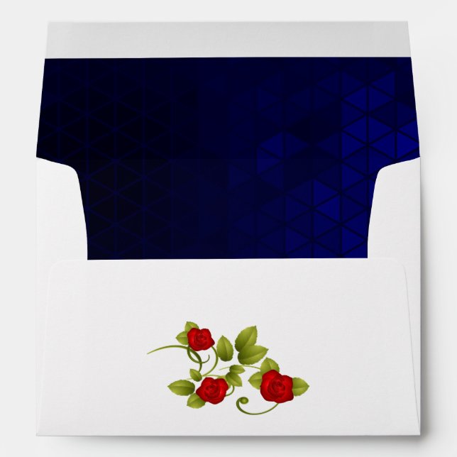 Dark Blue and Red Rose Wedding Envelopes (Back (Bottom))