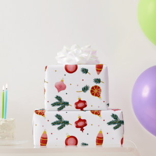 Dark Blue and Red Vintage Christmas Wrapping Paper