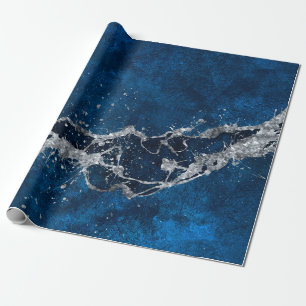 Dark Blue and Silver Abstract N3 Wrapping Paper