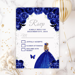 Dark Blue and Silver Blonde Hair Princess RSVP Card