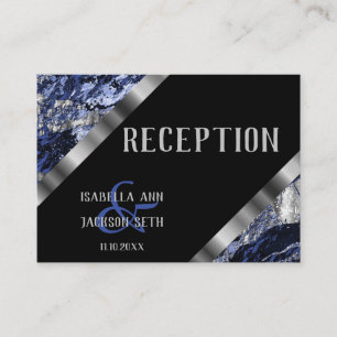 Dark Blue and Silver Marble  - Reception Enclosure Card