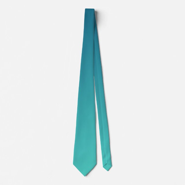 Dark Blue and Soft Cyan Aqua Gradient Ombre Tie (Front)