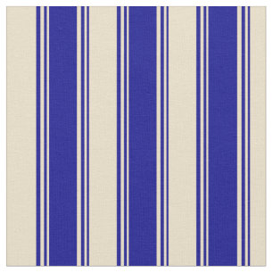 Dark Blue and Tan Stripes/Lines Pattern Fabric