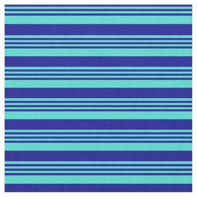Dark Blue and Turquoise Stripes Fabric (Close Up)