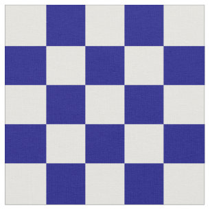 Dark Blue and White Chequerboard Pattern Fabric