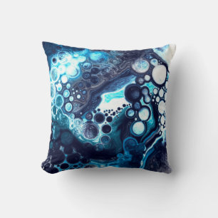 Dark Blue and White Marble Fluid Art Cushion