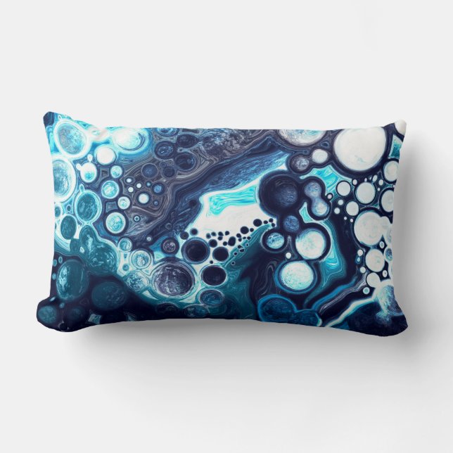 Dark Blue and White Marble Fluid Art  Lumbar Cushion (Front)