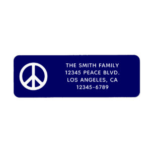 Dark Blue and White Peace Symbol Return Address Label