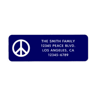 Dark Blue and White Peace Symbol Return Address Label