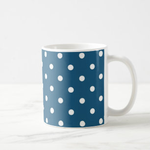 Dark Blue and White Polka Dot Pattern Coffee Mug