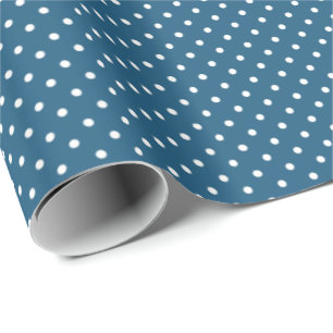 Dark Blue and White Polka Dot Pattern Wrapping Paper